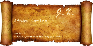 Jónás Karina névjegykártya